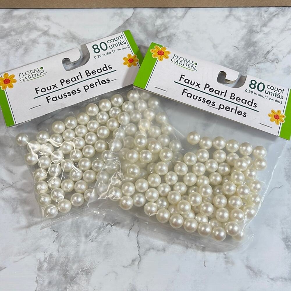 Floral garden faux Pearl beads 80pieces 2 pack bundle